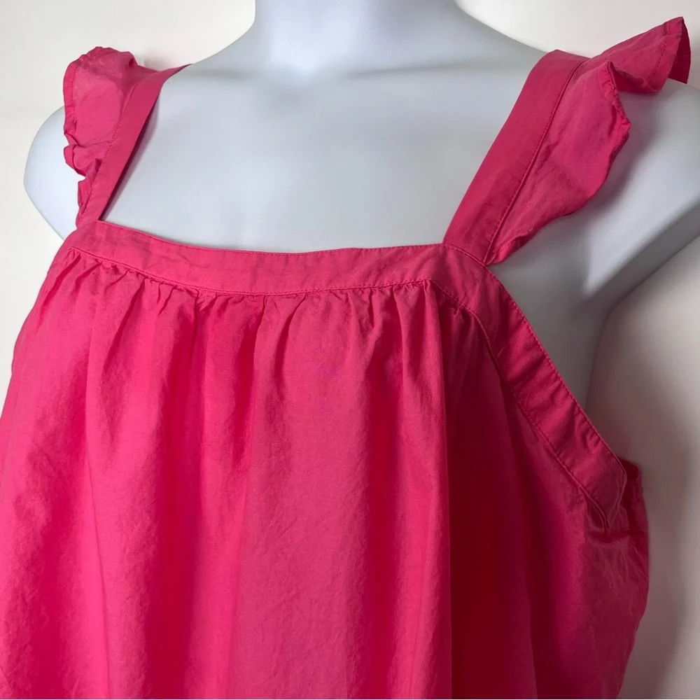 Lane Bryant Tank Top Size 16 Pink Embroidery Cotton Airy Breezy Square Neck